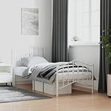 ShGaxin Bettgestell mit Kopf- und Fußteil Metall Weiß 90x200 cm, Bett, Bettrahmen, Jugendbett, Bed Frame - 373849