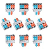 Innfeeltech 10 Stück Anschlussklemme, mit 2 In 4 Out Hebel-Kompaktkabelverbinder für flexible und starre Leiter, SPL-42 Anschlussklemme