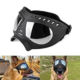 NAMSAN Hundebrille Anti-UV Wasserdicht Winddicht Einstellbar Hunde Sonnenbrille Mode Hunde Schutzbrille für Mittlere/Große Hunde-Schwarz