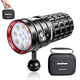 LetonPower Turbo S Pro Tauchlampe,13000 Lumen Tauchen Taschenlampe 100m Unterwasser Foto Füllbeleuchtung,Tauchlicht mit Typ-C-Aufladung für professionelle Unterwasser Videolicht