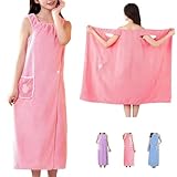 LaresDay Mode Mit Taschen Damen Bademantel Sauna, Strand, Schwimmbad und Wellness, weichem, saugfähigem – Badehandtuch, Saunatuch und Duschtuc (Rosa)