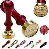 Siegelstempel Personalisiert mit Initialen, 7 Größe [mit 1 Holzgriff] stempel mit Logo/Text, Wachs-Siegel-Stempel mit Namen Adressen & Datumsangaben, Persönliche Siegel auf Einladungen