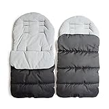WIKEA Universal 3 in 1 Kinderwagen Schlafsack Annex Mat Fußsackbezug Kinderwagen Bunting Bag Wasserdicht Winddicht Kältebeständig Abnehmbar (GRAU)