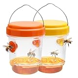Wespenfalle für Draußen, 360 Grad Wirkung, Wespenabwehr für Haus und Garten, 2er Pack, Orange (9.5x12x9.5)