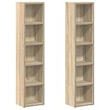 vidaXL 2X CD Regal Ständer Standregal Wandregal Medienregal Dekoregal Aufbewahrung Büroregal für 160 CDs Sonoma-Eiche 21x16x93,5cm Holzwerkstoff