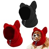 2 Stück Hundemütze, shallyong Hundewarme Kopfbedeckungen, Winter Haustier Schal, Kostüm Hund, Hunde Geschenke, Hunde Warm Halten Zum Wandern und Camping, Schwarz S