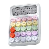 Yosoo Health Gear Bunter Elektronischer Taschenrechner, Mechanische Tastatur, Einfacher Tischrechner, Großes LCD-Display, Große Tasten, Leicht zu Drücken, Bürobedarf für Zuhause und Schule (White)