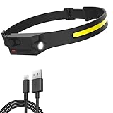 Pristar LED Stirnlampe Wiederaufladbar, Kopflampe Stirnlampes Aufladbar Wasserdicht USB COB Lampe Stirnband 5 Modi Gobeam 230 Headlamp Kopf Licht Joggen Laufen, Camping, Gassi Gehen, Angeln