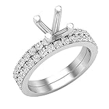 Dazzlingrock Collection Verlobungsring-Set für Damen, 0,70 Karat (Karat), runder weißer Diamant, halbrund, 3/4 Karat, Sterlingsilber, Größe 5