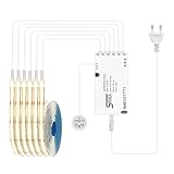 6er Set COB LED Streifen 1m 12V, COB LED Strip, Led Vitrinenbeleuchtung, Akustikpaneele Beleuchtung Mit Intelligenter Handscan Touchschalter Für Weinschränke,Regale, Schränke,Eu Stecker, Warmweiß