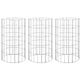 vidaXL 3X Gabionen Hochbeet Steinkorb Pflanzkorb Gabionenkorb Pflanzkasten Pflanzkübel Pflanzbeet Gartene Rund Verzinkter Stahl Ø30x50 cm