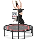 DH FitLife Fitness Indoor Trampolin klappbar ohne Installation | Ø121cm 48 Zoll Trampoline | Tragfähigkeit 150 KG | 3 verstellbare Handgriffstufen | Stabiler und leiser
