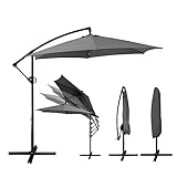Deuline® ALU Ø300 cm 360 Grad drehbare Ampelschirm Sonnenschirm mit Schutzhülle und Ständer UV-Schutz Wasserabweisende Bespannung Gartenschirm Marktschirm Mallorca-Elite 521815