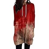 Halloween-Kostüme für Erwachsene, Damen, modisch, lässig, bedruckt, kurzärmelig, mit Kapuze, langes Oberteil, kurze Ärmel, dünne Baumwolle, gelb, XL