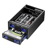 Hybrid 3.5 HDD+3*M.2 NVMe Gehäuse mit Lüfter für 2.5/3.5' SATA HDD/SSD, USB3.2 Gen2 10Gbps Festplattengehäuse unterstützt 2230/42/60/80/110 SSD mit 46TB Kapazität (22TB HDD+3*8TB M.2 SSD)