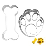 OUDQFCJ Ausstechformen Set Pfote und Knochen Ausstecher für Hundekekse Leckerlis und Plätzchen zum Backen Edelstahl Form für Hund