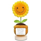AicooFest Handgefertigte Häkel-Sonnenblume, positive emotionale Unterstützung, Pflanze mit Kartendekoration, Häkeltiere, Sonnenblumen-Wertschätzung, inspirierendes Geschenk für Frauen, Kollegen,