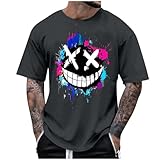 Dyhxuan T Shirt Herren Sommer Kurzarm T-Shirt Oversize Sommershirt Modisches Aufdruck Oberteile Casual Rundhals Tee Tops Leicht Kurzarmshirt Große Größen Männer Tshirts