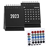 2 Stück Mini-Schreibtischkalender August 2022 bis Dezember 2023 Kalender Dekoration Tischkalender Monatskalender Welpenkalender 2022 (schwarz, Einheitsgröße)