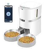WellToBe Smart Futterautomat Katze & Hund, WiFi Automatischer Futterspender für 2 Katze, Pet Feeder mit Timer , Ton-Aufnahmefunktion, App-Steuerung, Portion Steuerung, zu 6 Mahlzeiten am Tag