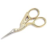 Prym 611445 Stickschere Storch 9 cm – Goldfarbene Handarbeitsschere mit feiner Spitze – präzise Faden- & Stoffschere – vergoldet, im edlen Design – ideal für Näh- & Bastelprojekte