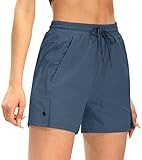 AFITNE Damen 10,2 cm Wandershorts Sommer Schnell Trocknend Leicht UPF 50+ Athletic Running Shorts mit Taschen für Golf Outdoor, dunkelblau, X-Klein