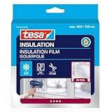 tesa INSULATION Fenster-Isolierfolie - Transparente Isolierfolie zur Wärmedämmung an Fenstern - Inklusive praktischer Klebelösung - 4 m x 1,5 m