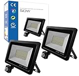 CLAR - Led Strahler Mit Bewegungsmelder Außen, Strahler Mit Bewegungsmelder Aussen, Led Aussenleuchte Mit Bewegungsmelder, Led Strahler Mit Bewegungsmelder, Strahler Mit Bewegungsmelder 50W (Pack 2)