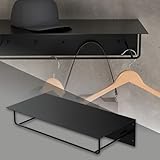 ML-Design Wandgarderobe mit Hakenleiste, Kleiderstange & Hutablage, 60x30x15 cm, Schwarz, Metall Flurgarderobe für Jacken & Mäntel, Garderobe, Wandmontage, Garderobenpaneel hängend für Eingang & Flur