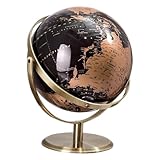 TOVINANNA Interaktiver Drehbarer Tischglobus 20cm aus Schwarzem Metall Topografisches Geografie Lernwerkzeug für Grundschule und Büro Universelles Dekoratives Weltkugel Ornament