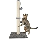 Awefrank kratzstamm, 74 cm Kratzpsäulen für Katzen, Kratzstamm aus natürlichem Sisalseil mit hängender Kugel, langlebige Katzenmöbel mit weichem Plüsch bezogen