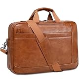 Herren Messenger Bag 17,3 Zoll Canvas/Leder Laptoptasche Rucksack für Herren Aktentasche Computer Handtaschen Schultertasche wandelbar, Braun-1, 16.9 inches x 3.9 inches x 11.8 inches, Business
