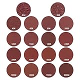 Helilyco Schleifscheiben-Set, 150 mm, 15 Löcher, 60 Stück, verschiedene Körnungen (40/60/80/120/180/240), Holz, Metall und Kunststoff, Aluminiumoxid, selbst-