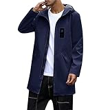 Mymyguoe Trenchcoat Herren Lang Cardigan Mit Kapuze Windbreaker Winddichte Wintermantel Warme Kapuzenjacke Einfarbig Kapuzenmäntel Slim Fit Outdoor Übergangsmantel Winterparka Windjacke