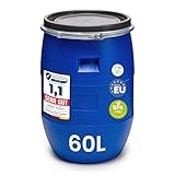 Garronda 60 Liter Regentonne mit Deckel Weithalsfass aus HDPE Regenfass für Garten Fass 60l Wassertonne Futtertonne Wasserbehälter Universalfass Wasserfass Lebensmittelfass Wassertank GD-0078, Blau