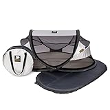 Deryan Baby Reisebett mit Matratze ab Geburt bis 2,5 Jahre - Pop Up Babybett Babyzelt in 2 Minuten aufgestellt - inkl. Moskitonetz & Reisetasche - 120x75x50cm (Silber)