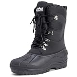 Polar Herren Tall Nylon Mit Overlay-Netz Ente Wasserdicht Sole Schnüren Winter Schnee Stiefel - Schwarz - UK11/EU45 - YC0445