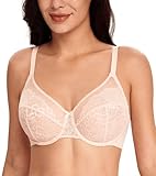 Lemorosy Damen Minimizer BH Vollschalen Bügel Große Größen Ungepolster Floraler Spitze BH Plus Size(Rosa,85D)