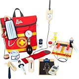Small Foot Notarzt Rucksack mit viel Zubehör, Personalisiert mit Namen, Arzt-Spielzeug, für Kinder ab 3 Jahren, Arztkoffer