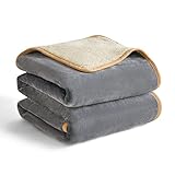 Lesure wasserdichte Hundedecke mittelgroße Hunde - 100x80cm Hundedecke waschbar, Hundedecke Sofaschutz aus Sherpa Fleece, Katzendecke flauschig und weich, Grau