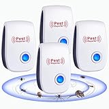 Mäuseabwehr Mäusevertreiber Ultraschall, 4 Stück Elektronische Insektenschutzmittel & Pest Control Repeller, Ultraschall Schädlingsbekämpfer für Mäuse, Mücken, Kakerlaken, Spinnen, Fliegen