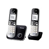 Panasonic KX-TG6812GB DECT Schnurlostelefon DUO ohne Anrufbeantworter (strahlungsarm, Eco-Modus, GAP Telefon, Festnetz, Anrufsperre) schwarz