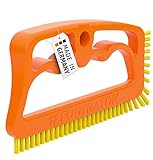 FUGINATOR® Fugenbürste – Fugenreinigung in Bad, WC, Küche - Reinigung von Wand- und Bodenfliesen - handliche Bürste für Fugen und Fliesen – Spaltreinigungsbürste für Enge Zwischenräume (orange/gelb)