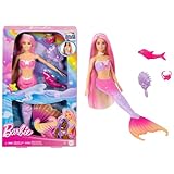 BARBIE Meerjungfrau-Puppe - Inspiriert von der Fernsehserie 'Barbie Ein verborgener Zauber', mit Farbwechseleffekt und Zubehör, 19 cm lange pinke Haare zum Stylen, für Kinder ab 3 Jahren, HRP97