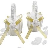EinsSein 2x Streukörbchen Hochzeit Golden Flower gold Blumenkorb Blumenmädchen Streukorb Korb Körbchen Blumenkörbe Blumenkinder Blumen Streukorb Streuen Kirche