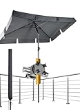 4smile Sonnenschirm Balkon SunnyShade 3-in-1 SET in Anthrazit - UPF 50+ Sonnenschirm rechteckig 200 x 125 cm + Sonnenschirmhalter Balkongeländer + Sonnenschirmhülle