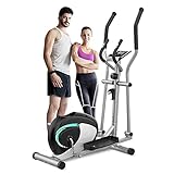 Dripex Crosstrainer für zuhause, Magnetisch ultraleiser Ellipsentrainer mit 8 Widerstandsstufen, 6KG Schwungrad, Pulssensor, LCD Monitor, Gerätehalterung, 120 kg Gewichtskapazität (Grün)