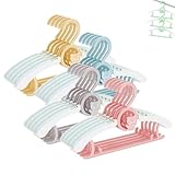 HGYZE Baby Mitwachsende kleiderbügel Kinder, Stapelbare Hanger + Haken + Hosenständer, rutschfest Babykleiderbügel Kinderkleiderbügel für Kinderbekleidung Garderobe, Platzsparend (Farbe) 20 Stück