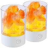 Lunartec Salzkristall Lampe: 2er-Set RGB-LED-Tischleuchten: 7 Farben, natürliche Salzkristalle, 3 W (Salzkristall-Leuchten, Steinsalzlampe, Lichter bunt)