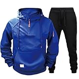 Trainingsanzug Herren Langarm, Atmungsaktiv Hausanzug Oversized Kapuzenpullover Stylisches Warm Tracksuit Sportanzug Regular Fit Freizeit Sport Laufanzug Tracksuit Sweatshirt Sporthose